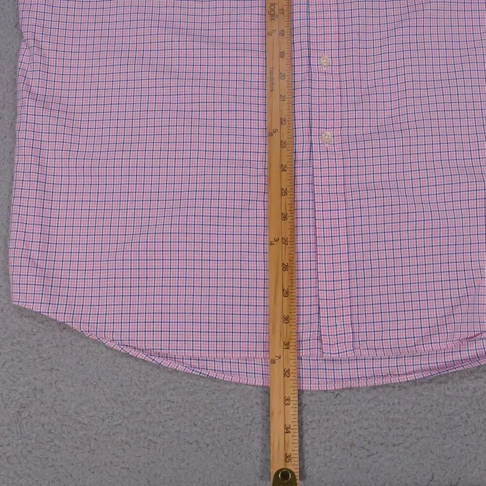 Polo Ralph Lauren Shirt Mens XL Pink Blue Plaid Button Down Short Sleeve